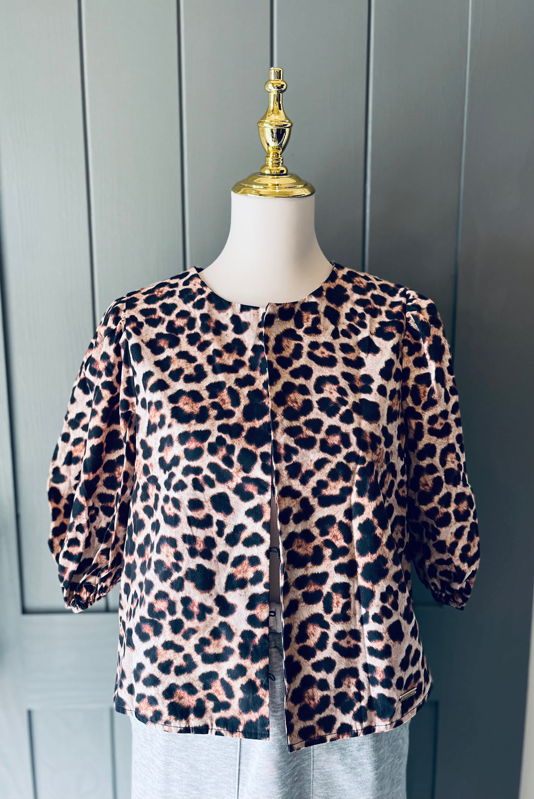 Leopard Print Ballon Sleeve Open Bottom Top - Marie Claire's House of Style