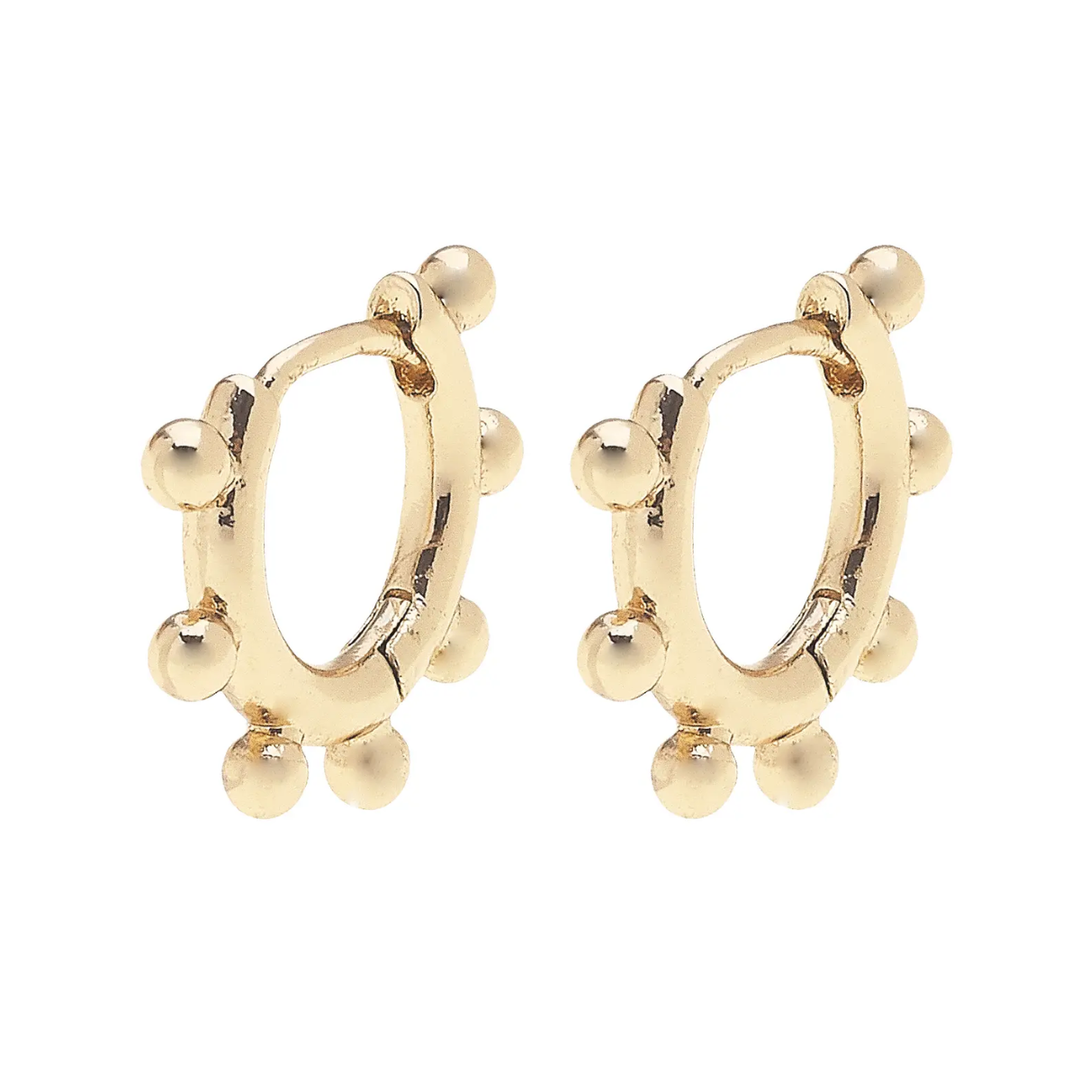 Blakely Studded Mini Huggie Hoop Earrings in Shiny Gold - Marie Claire's House of Style