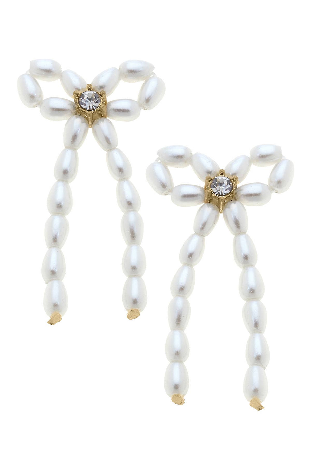 Kristin Pearl Beaded Bow Earrings in Ivory