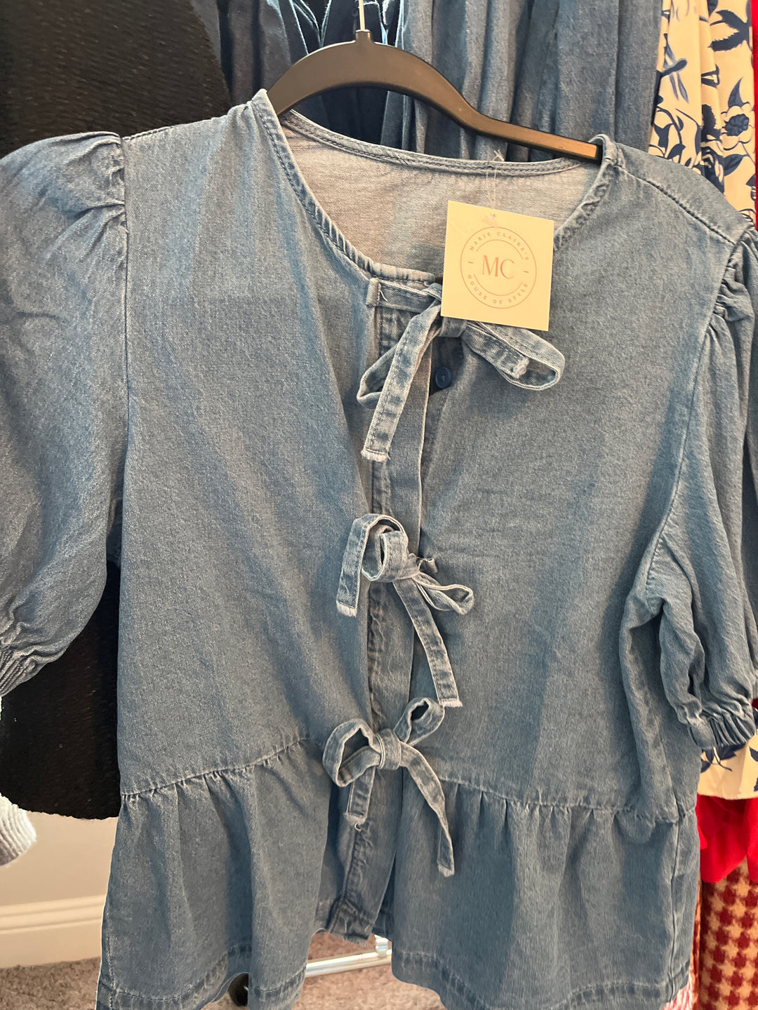 Denim bow shirt