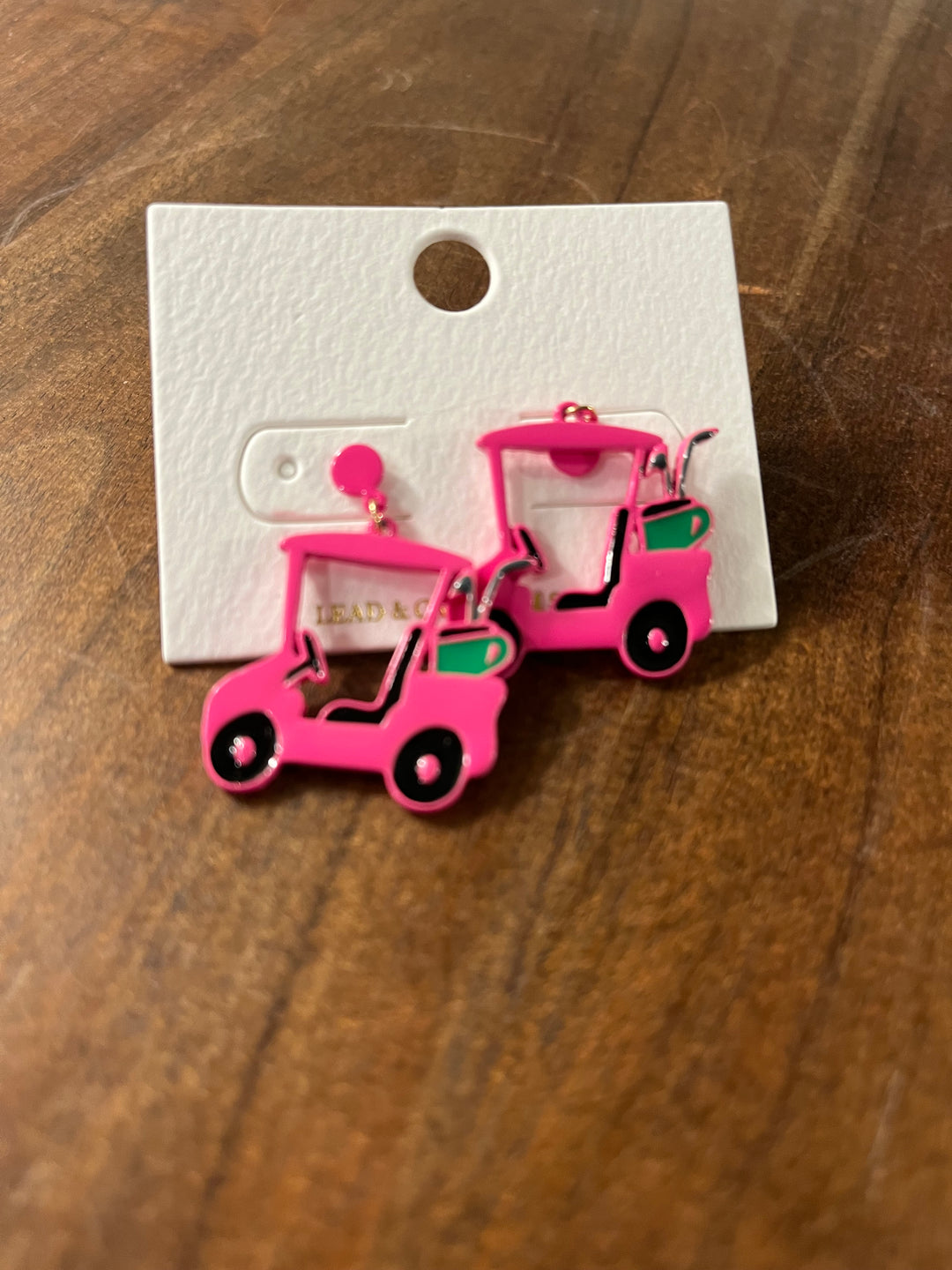 Pink Golf Cart Earrings
