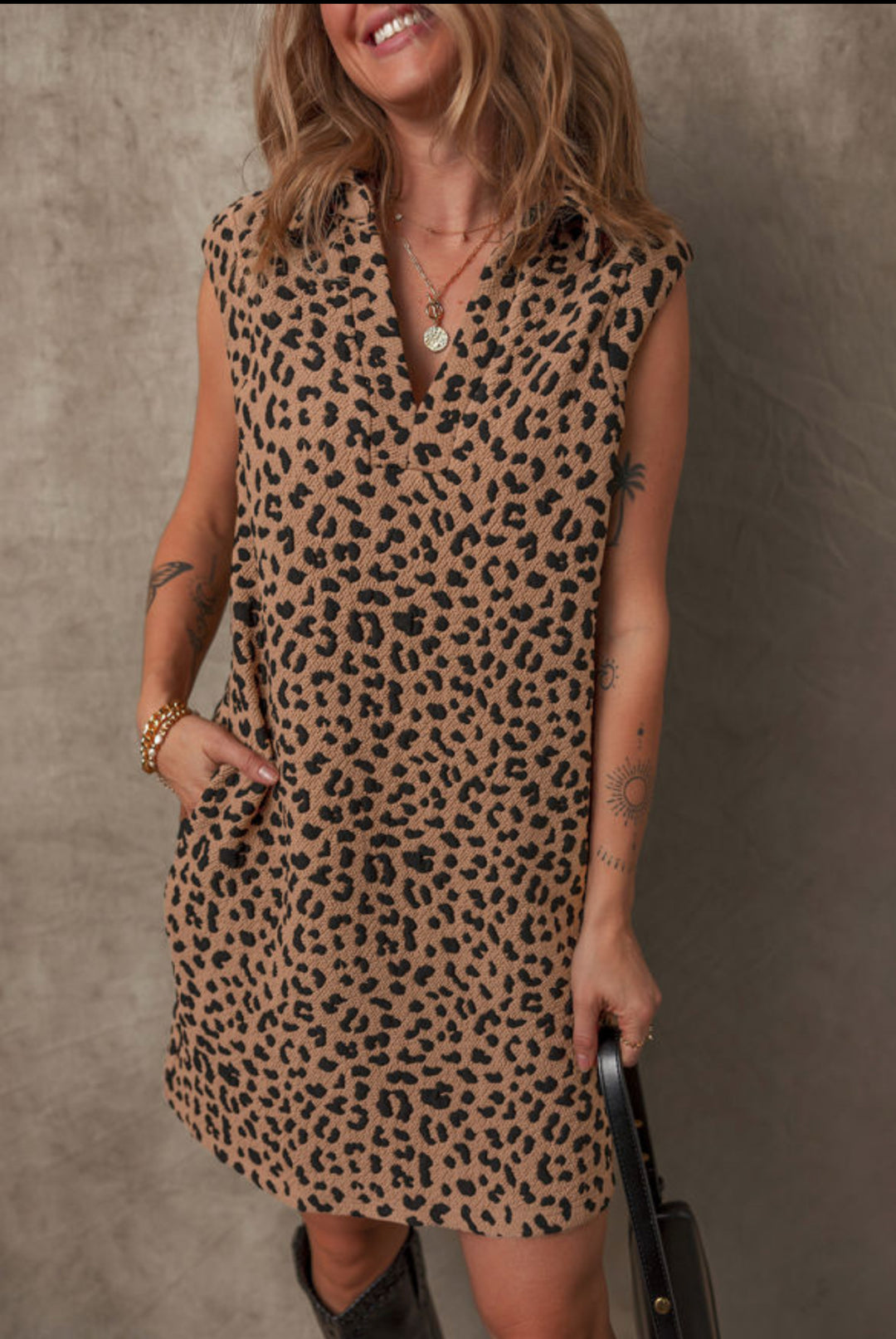 Leopard Print Collared Sleeveless Mini Dress | - Marie Claire's House of Style 