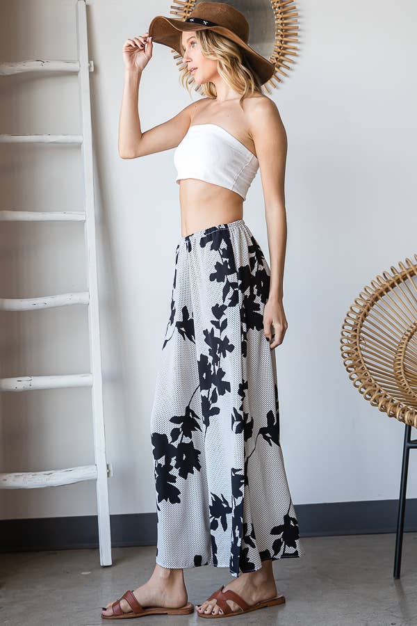 P5161 (SALE) Floral Print Wide Leg Pants - Marie Claire's House of Style 