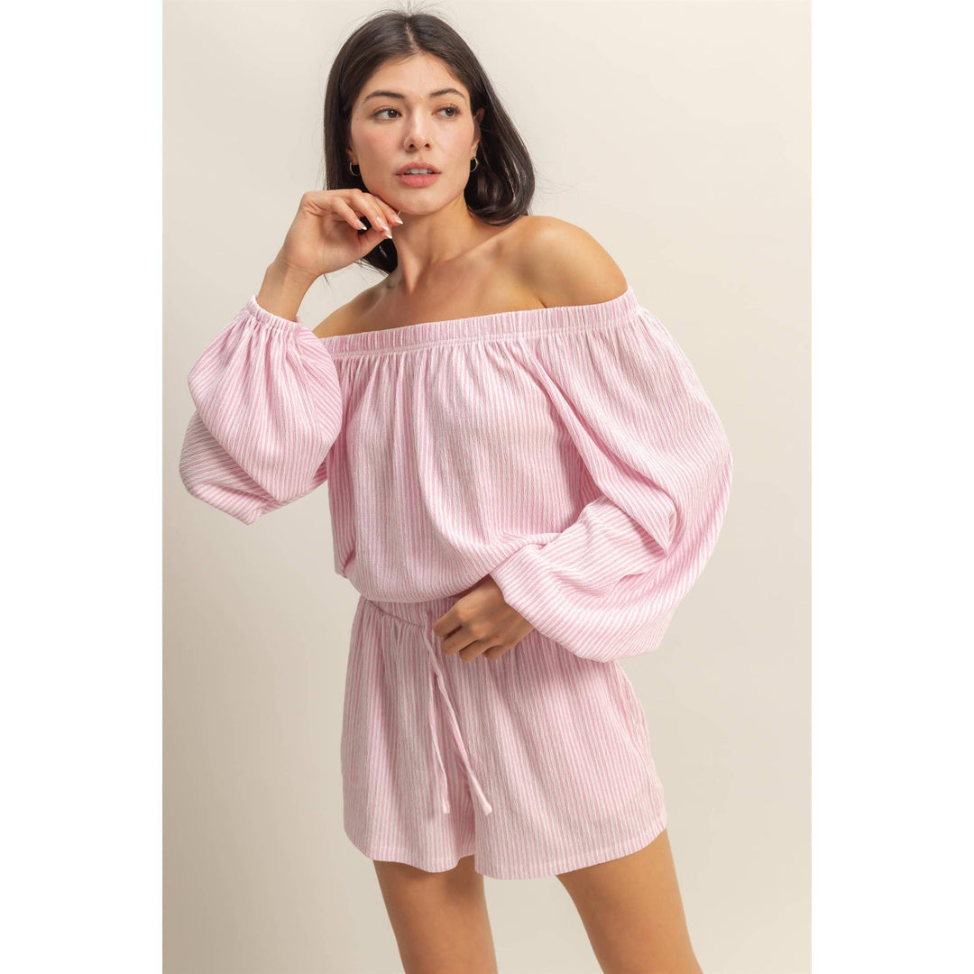 DZ25A835-SET-Off Shoulder Top And Short Set - Marie Claire's House of Style 