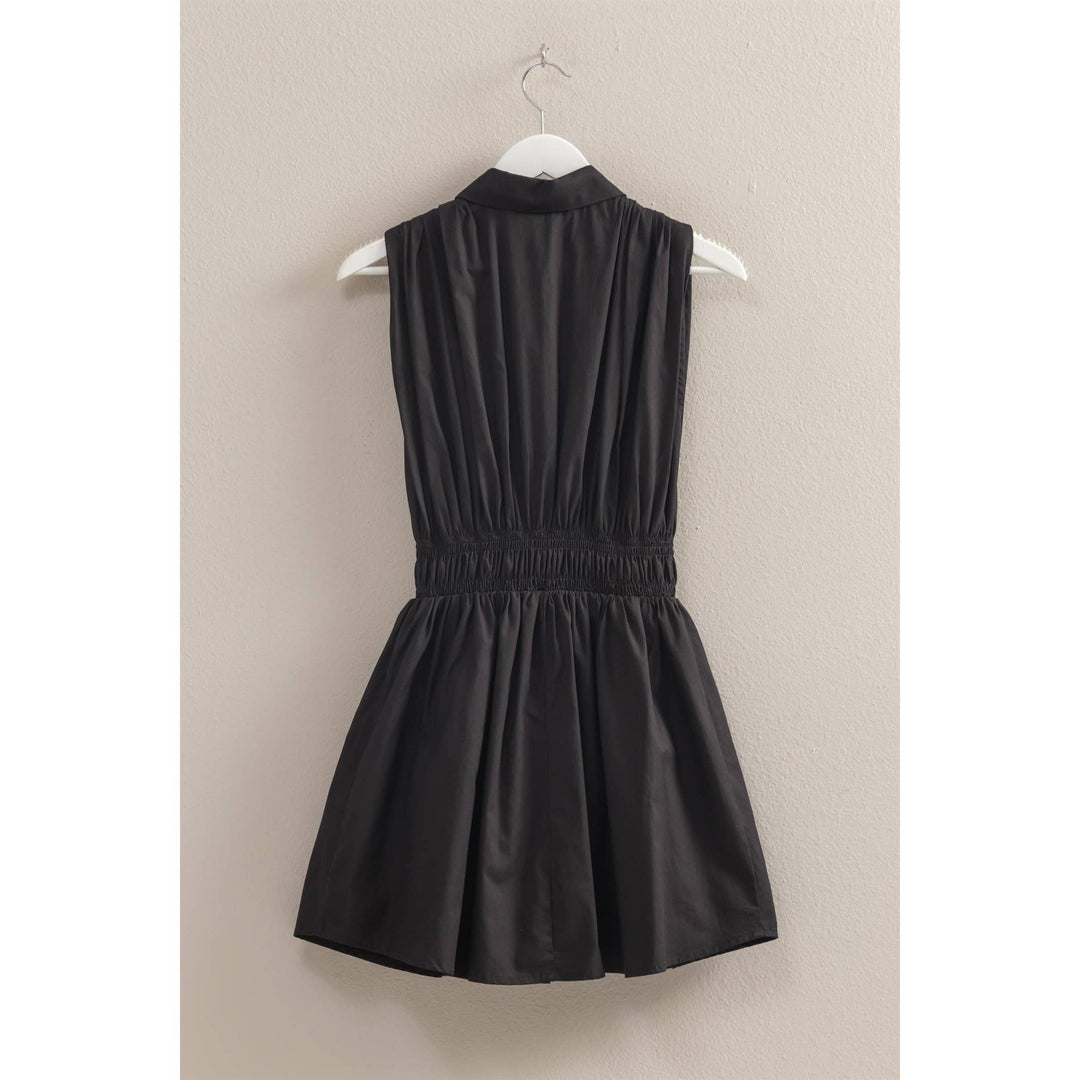 Elastic Waist Poplin  Sleeveless Dress