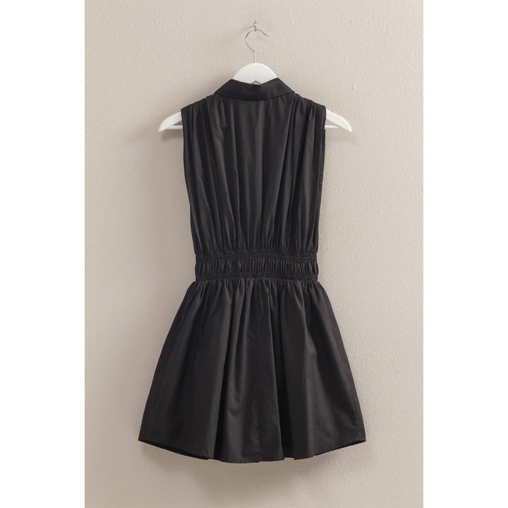 Elastic Waist Poplin  Sleeveless Dress
