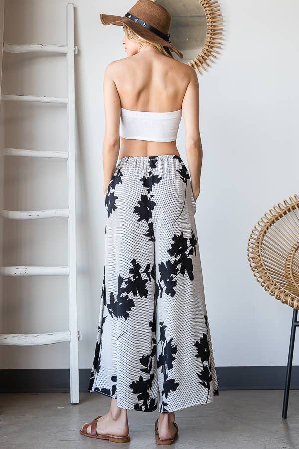 P5161 (SALE) Floral Print Wide Leg Pants - Marie Claire's House of Style 