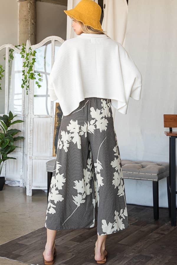 P5161 (SALE) Floral Print Wide Leg Pants - Marie Claire's House of Style 
