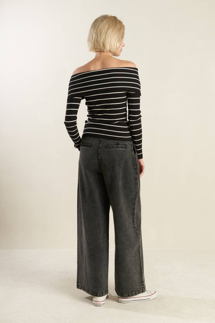 A striped sweater knit top