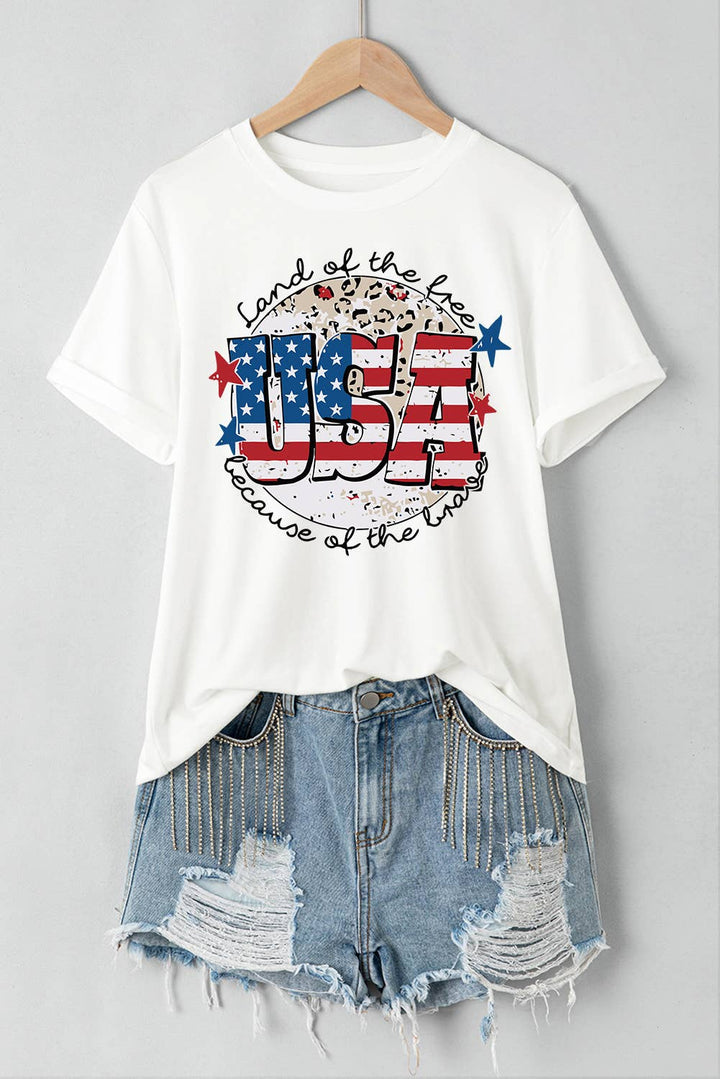 Women American Flag USA 9 Patterns Graphic T Shirt
