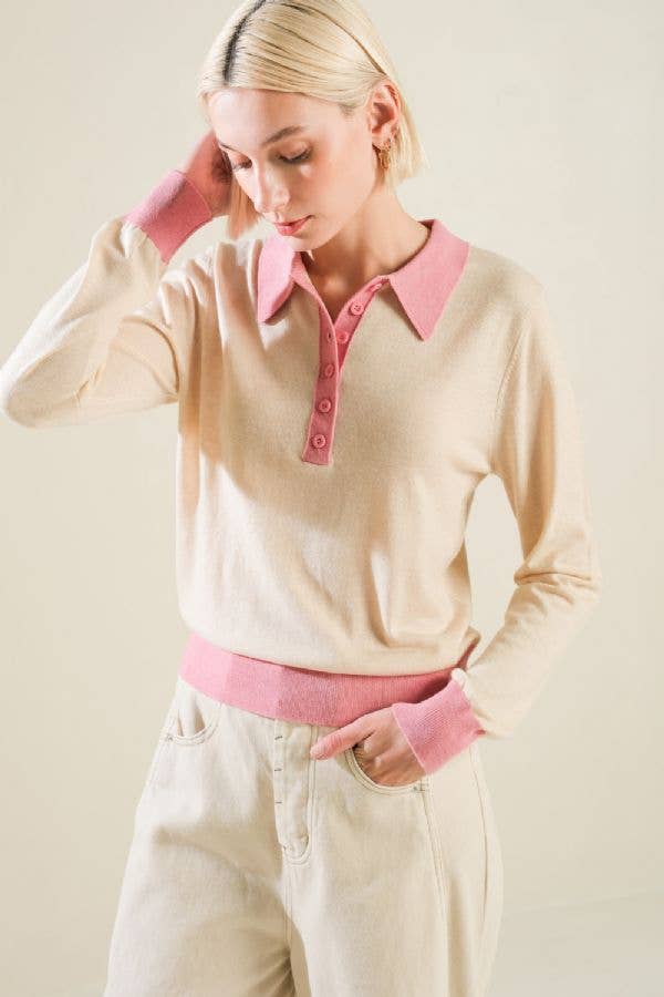 A solid sweater knit polo