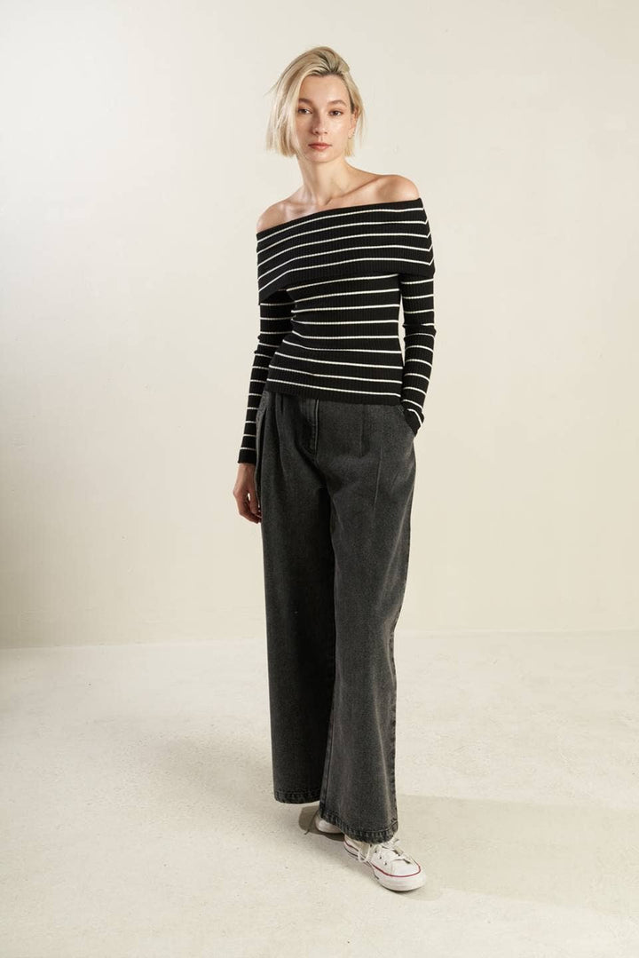A striped sweater knit top