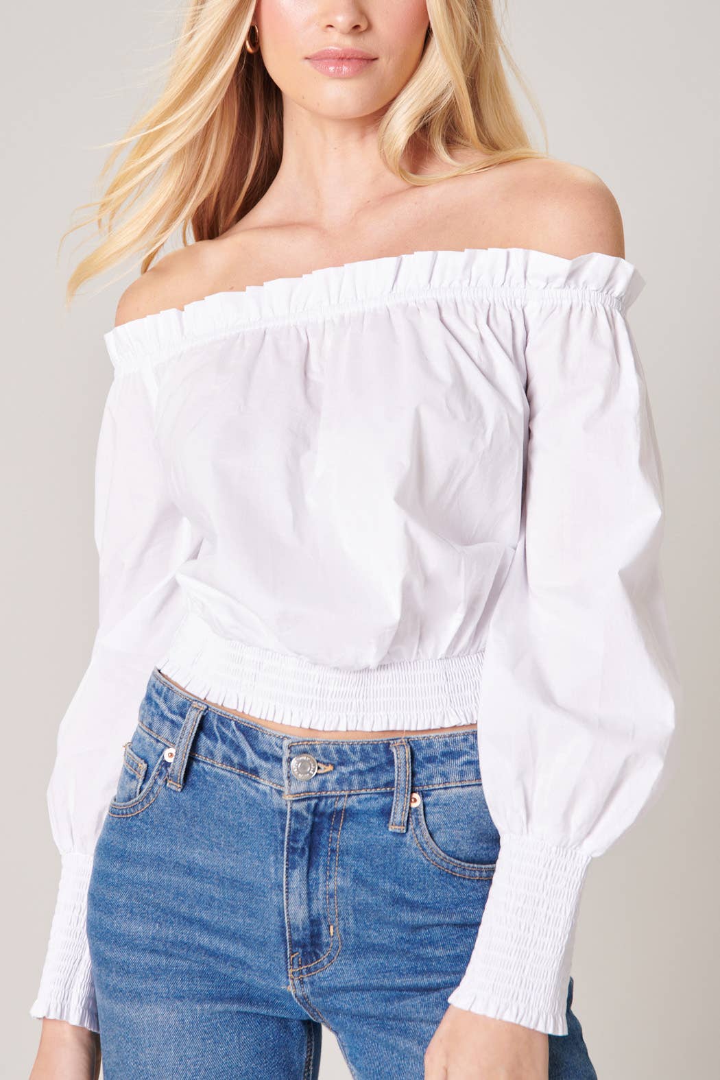 Masha Off the Shoulder Poplin Crop Top - Marie Claire's House of Style 