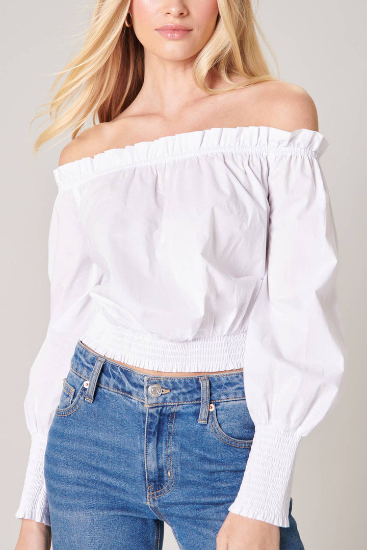 Masha Off the Shoulder Poplin Crop Top - Marie Claire's House of Style 
