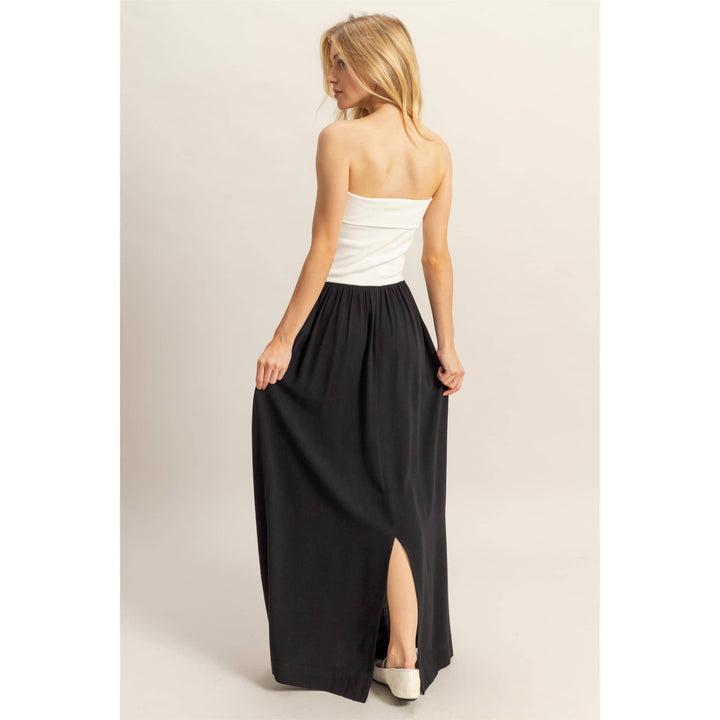 HF25E021-Mixed Fabric Tube Maxi Dresss - Marie Claire's House of Style 