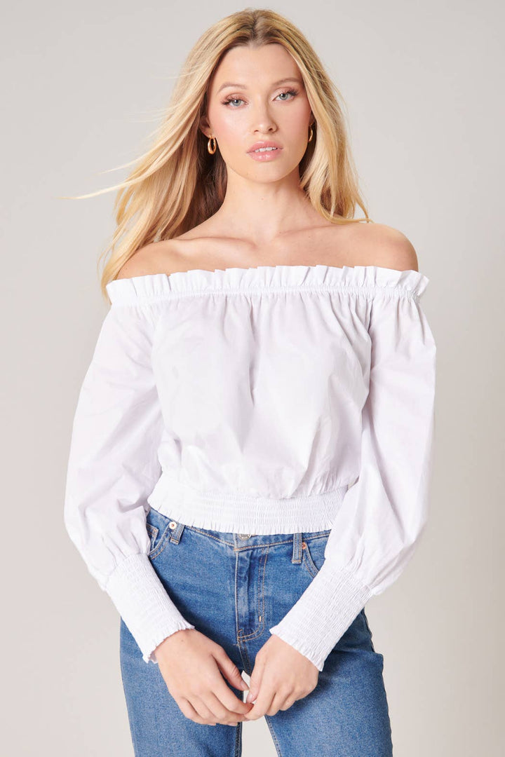 Masha Off the Shoulder Poplin Crop Top - Marie Claire's House of Style 