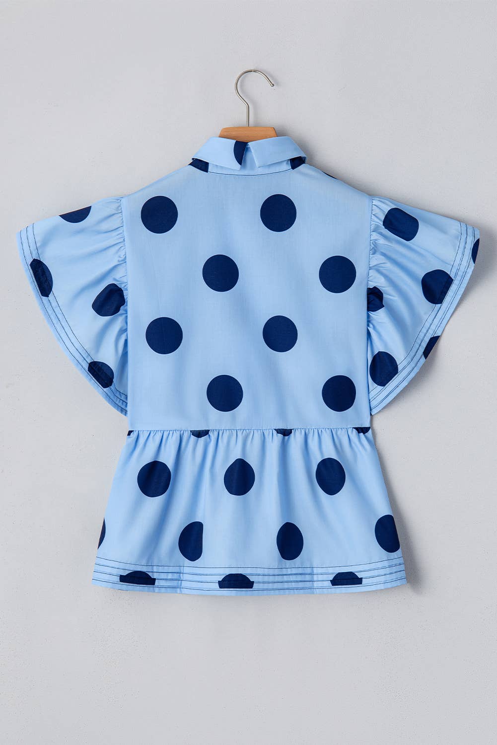Polka Dot Print Ruffled Buttoned Summer Blouse - Marie Claire's House of Style 