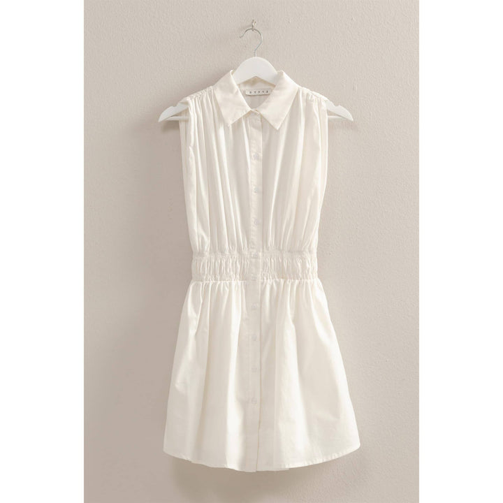 Elastic Waist Poplin  Sleeveless Dress