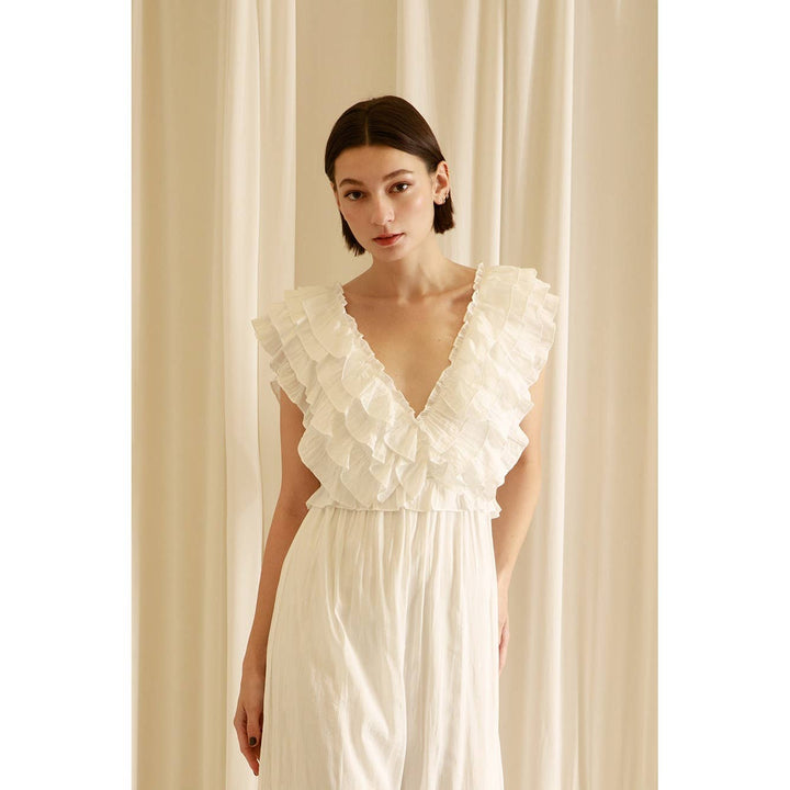 MONOCHROMATIC RUFFLED PRINT JUMPSUIT - Marie Claire's House of Style 