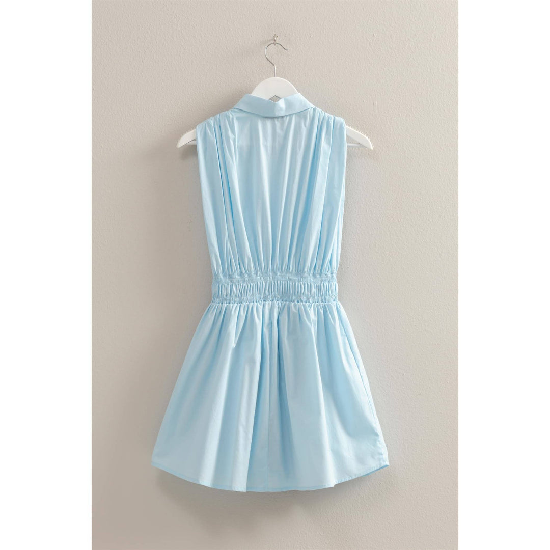 Elastic Waist Poplin  Sleeveless Dress
