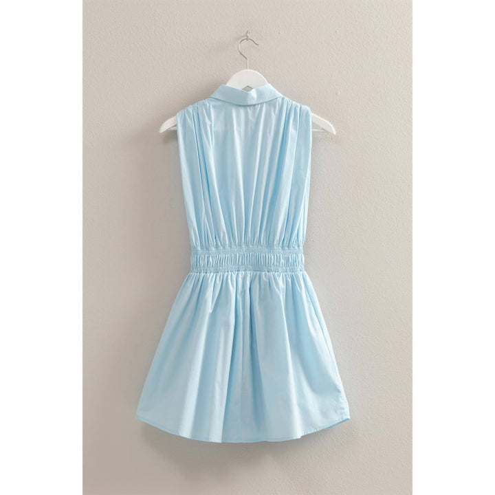 Elastic Waist Poplin  Sleeveless Dress