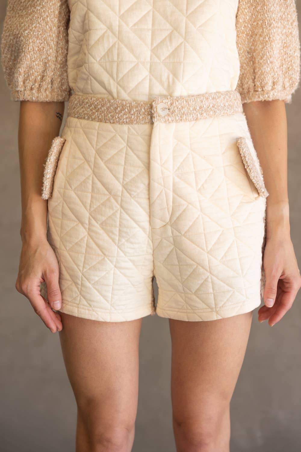 Mix Quilted and Tweed Fabric Shorts - Marie Claire's House of Style 