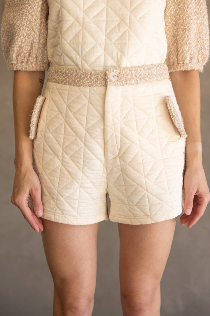Mix Quilted and Tweed Fabric Shorts - Marie Claire's House of Style 