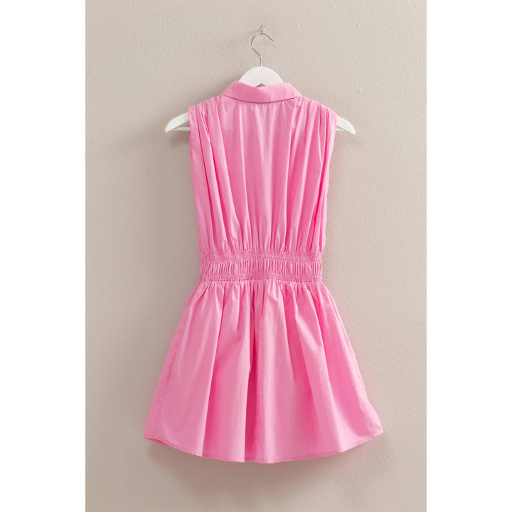 Elastic Waist Poplin  Sleeveless Dress