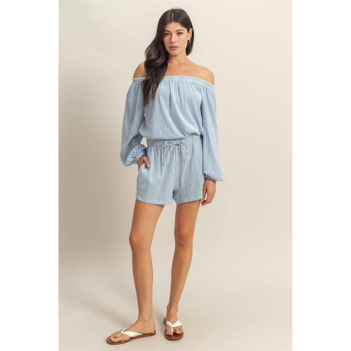 DZ25A835-SET-Off Shoulder Top And Short Set - Marie Claire's House of Style 