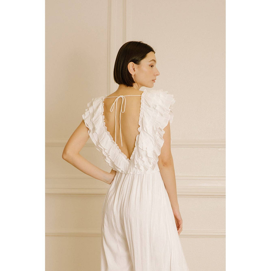 MONOCHROMATIC RUFFLED PRINT JUMPSUIT - Marie Claire's House of Style 