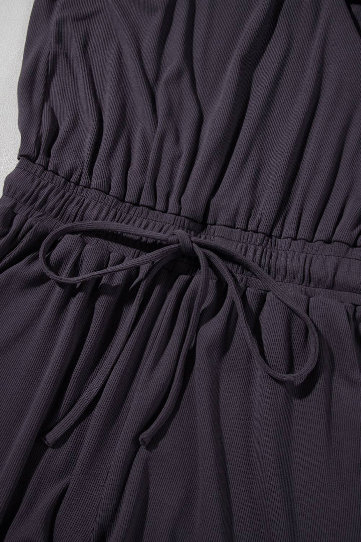 Open Back Cap Sleeve Drawstring Knit Romper | S-XL - Marie Claire's House of Style 