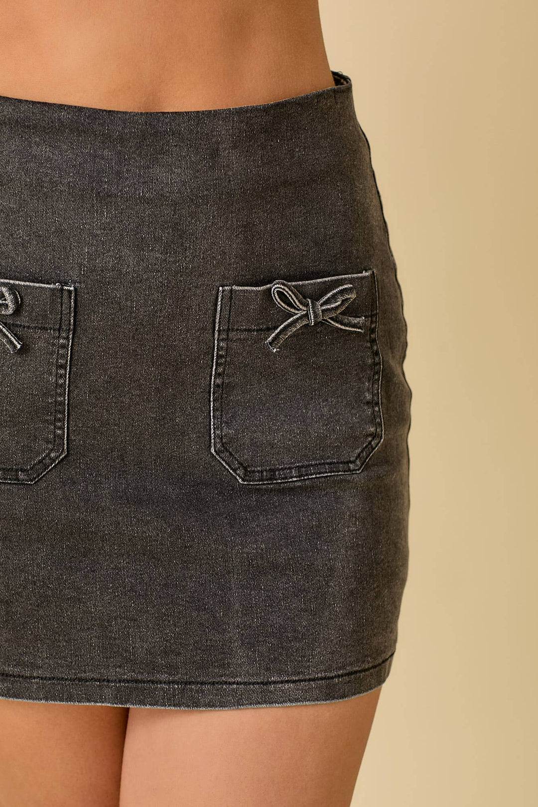 Mini Denim Skort With Front Pocket And Ribbon Bow - Marie Claire's House of Style 