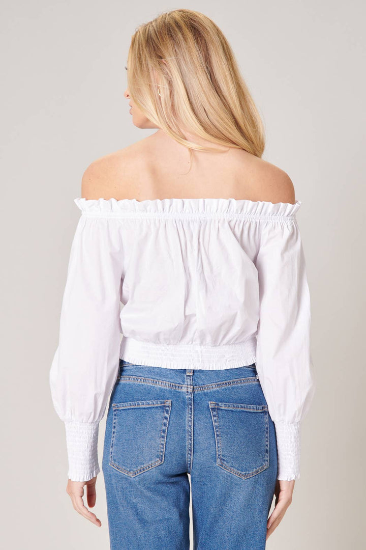 Masha Off the Shoulder Poplin Crop Top - Marie Claire's House of Style 