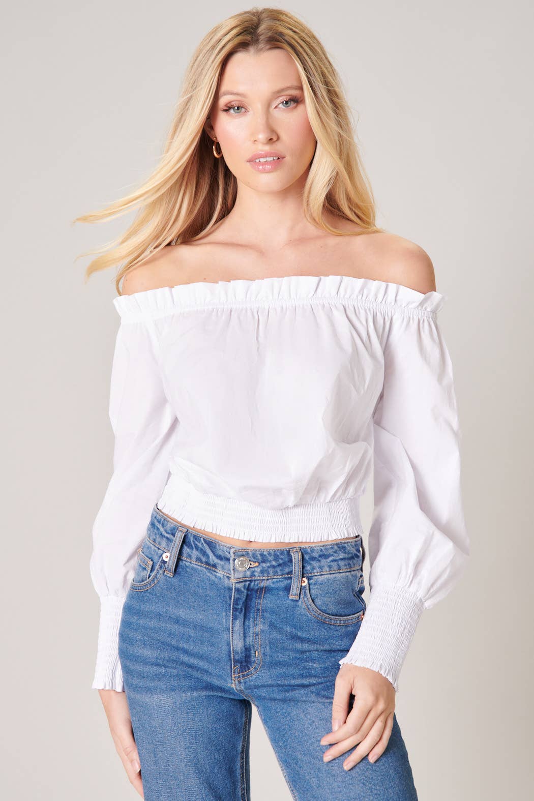 Masha Off the Shoulder Poplin Crop Top - Marie Claire's House of Style 