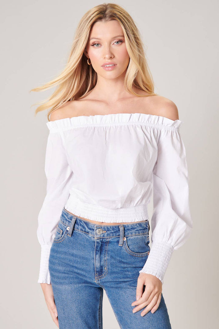 Masha Off the Shoulder Poplin Crop Top - Marie Claire's House of Style 