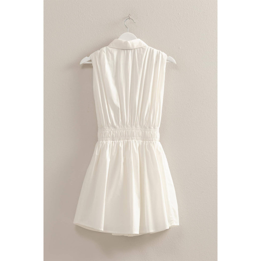 Elastic Waist Poplin  Sleeveless Dress