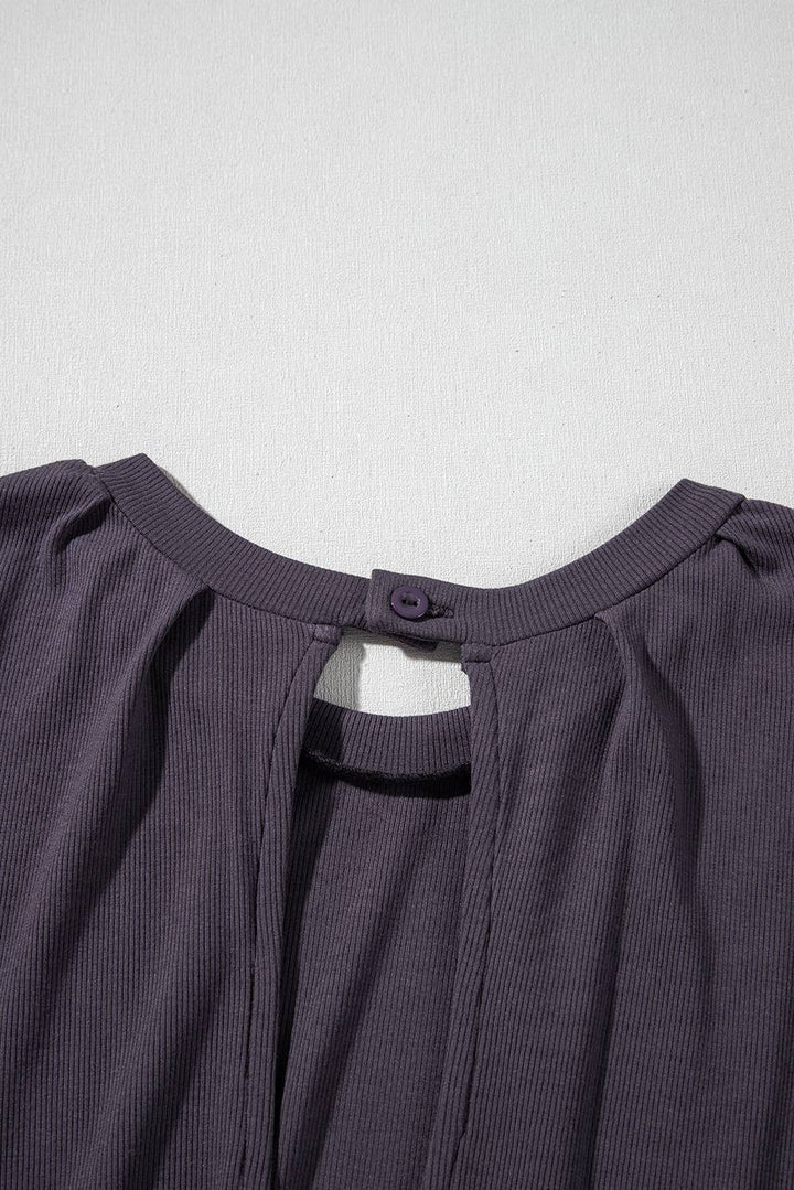 Open Back Cap Sleeve Drawstring Knit Romper | S-XL - Marie Claire's House of Style 