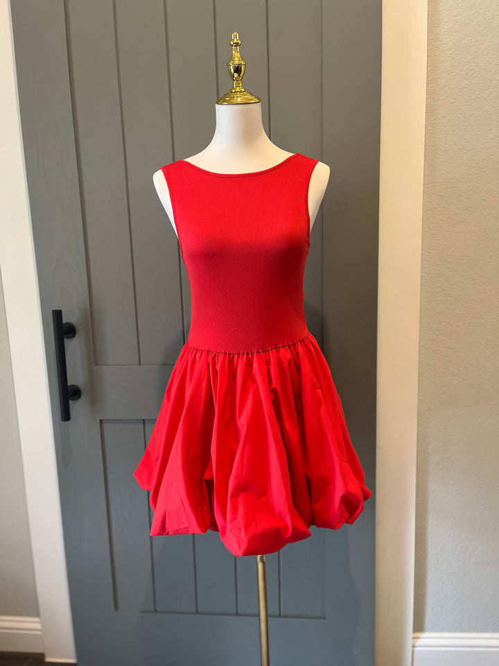 Red Low Back Bubble Dress