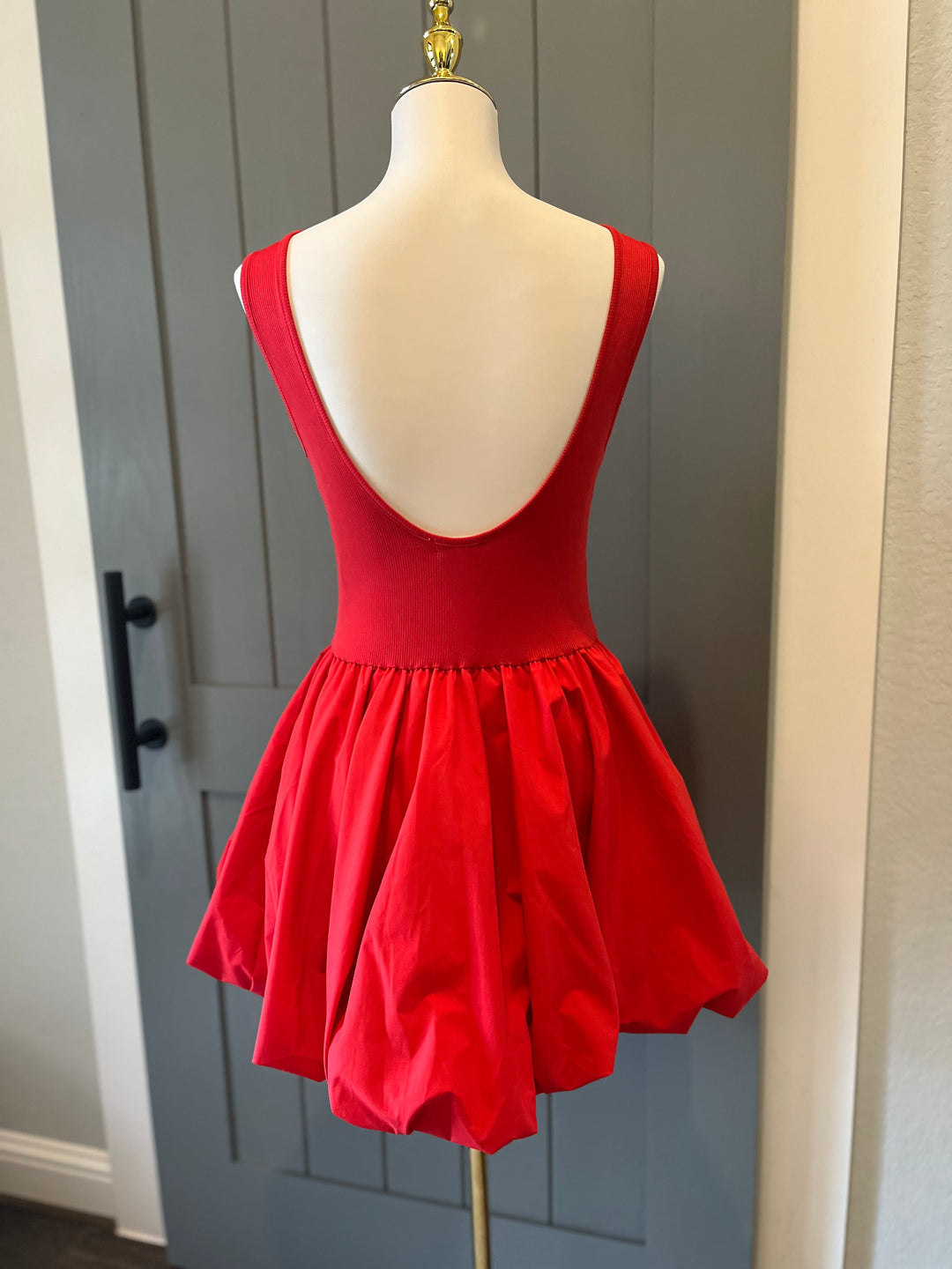 Red Low Back Bubble Dress