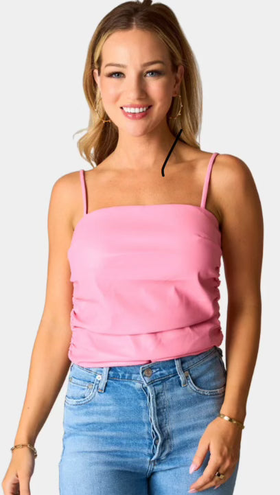 Jolee Pink Leather Top