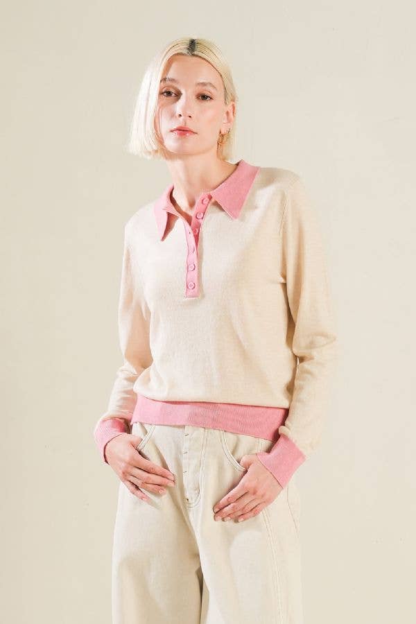 A solid sweater knit polo