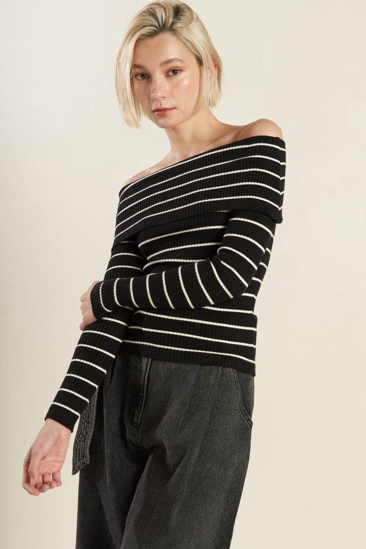 A striped sweater knit top