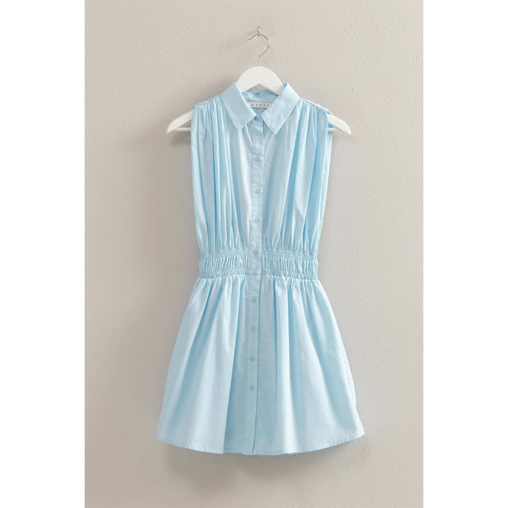 Elastic Waist Poplin  Sleeveless Dress