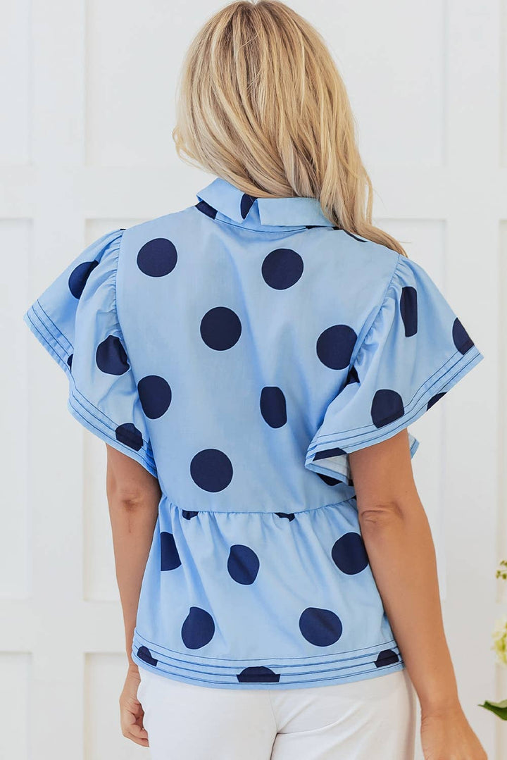 Polka Dot Print Ruffled Buttoned Summer Blouse - Marie Claire's House of Style 