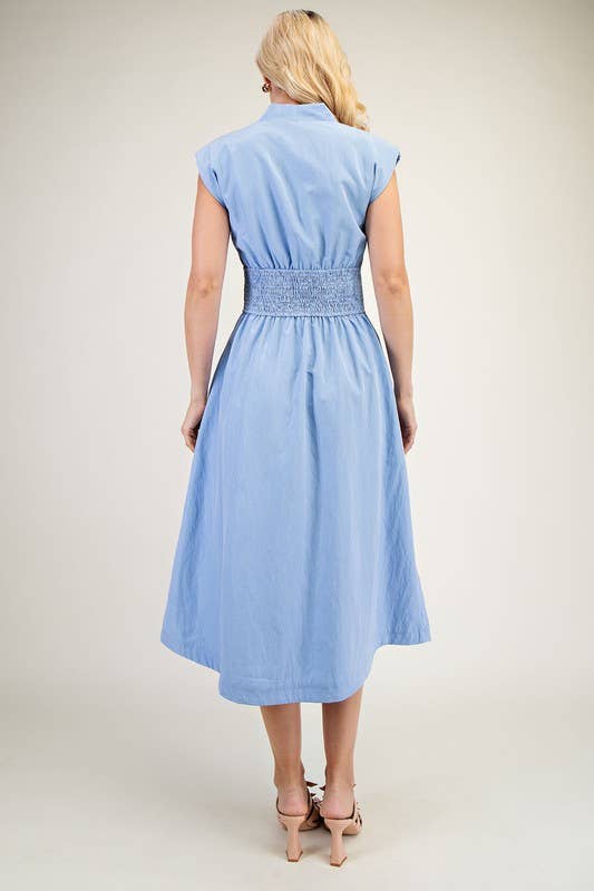 V-Neck Shoulder Padded Midi Dress - Marie Claire's House of Style 