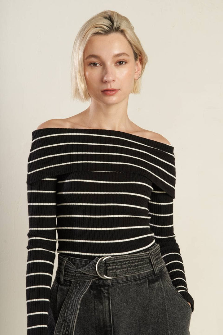 A striped sweater knit top