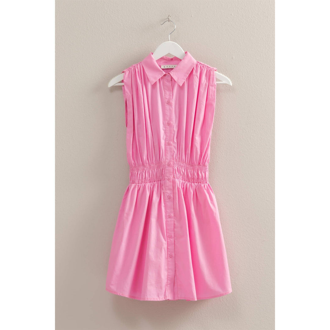 Elastic Waist Poplin  Sleeveless Dress