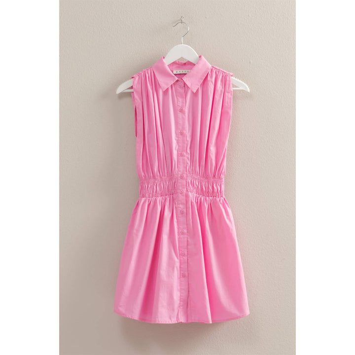 Elastic Waist Poplin  Sleeveless Dress