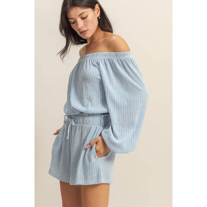 DZ25A835-SET-Off Shoulder Top And Short Set - Marie Claire's House of Style 