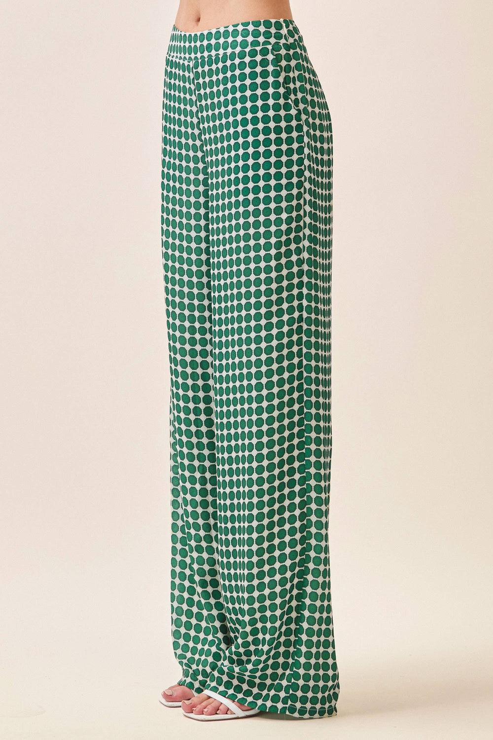 CP10254-High Rise Geometric Dot Print Wide Leg Pants - Marie Claire's House of Style 